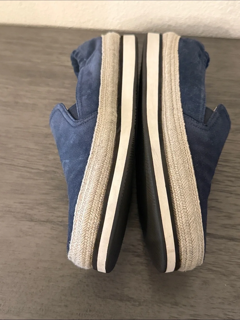 PRADA Navy Blue Suede Espadrille Platform Slip on Sneakers IT 37 US 7